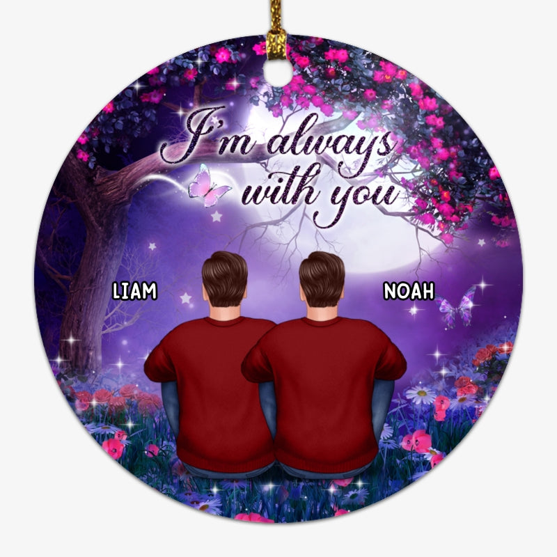 Family Memorial Purple Flower Tree Personalized Circle Ornament