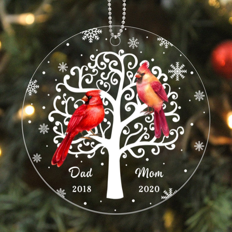 Cardinals Tree Memorial Personalized Acrylic Ornament