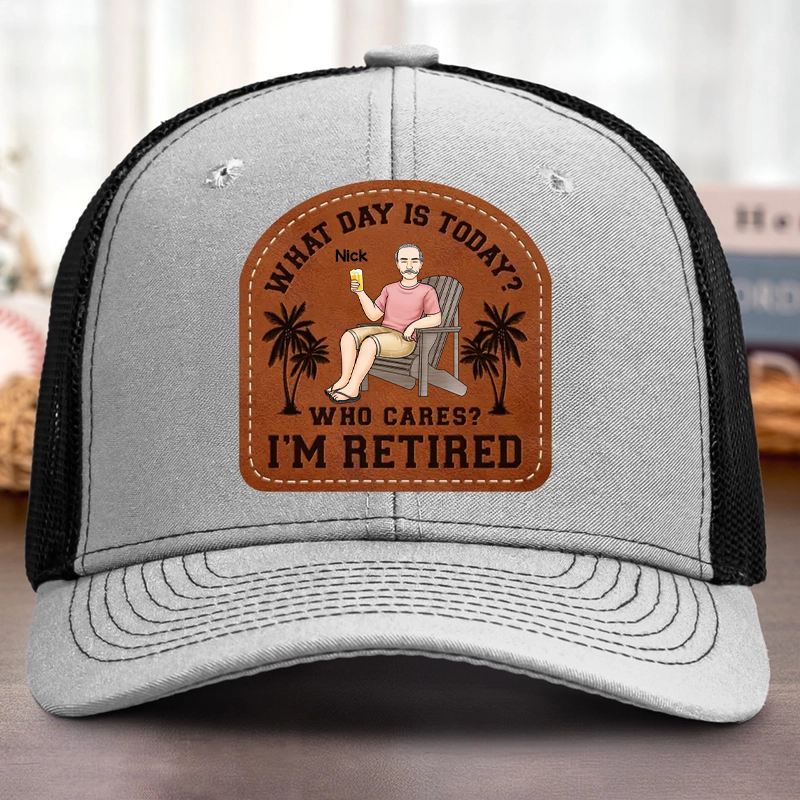 Custom Shaped Leather Patch Hat - Personalized Appreciation, Retirement Gift For Men, Women, Coworkers, Work Friends, Colleagues - Retirement Life