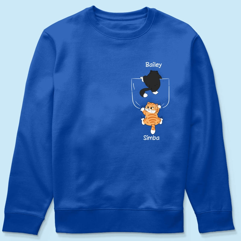 Cute Naughty Cat Climbing Pocket Gift For Pet Lover Personalized Shirt