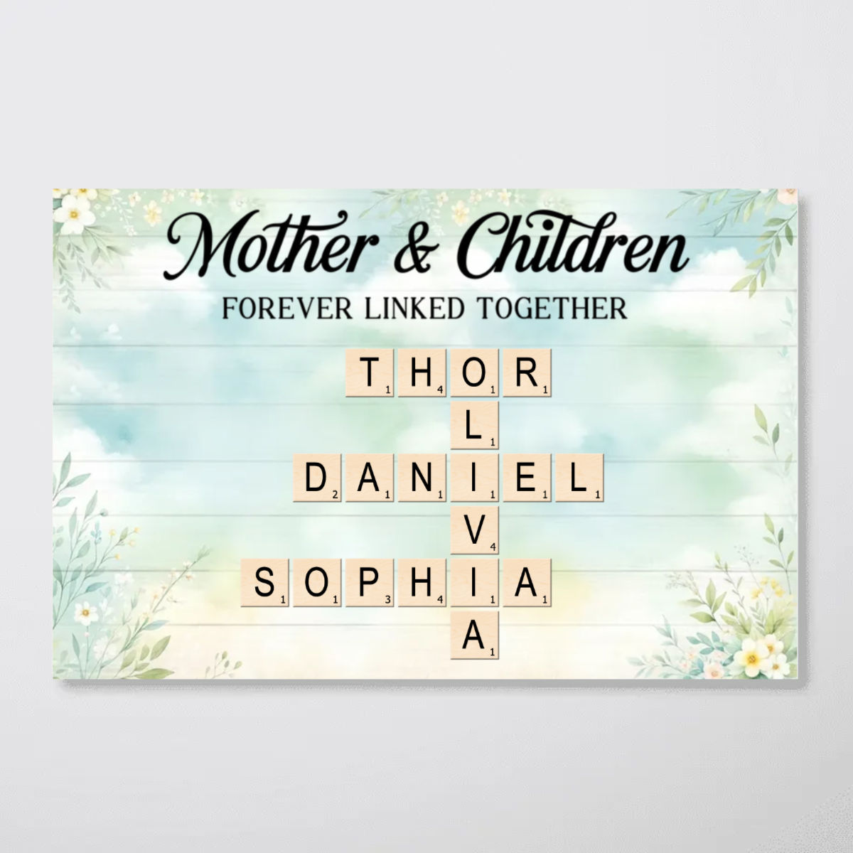 Mother & Daughters Sons Forever Linked Together Crossword Puzzle Art Personalized Poster