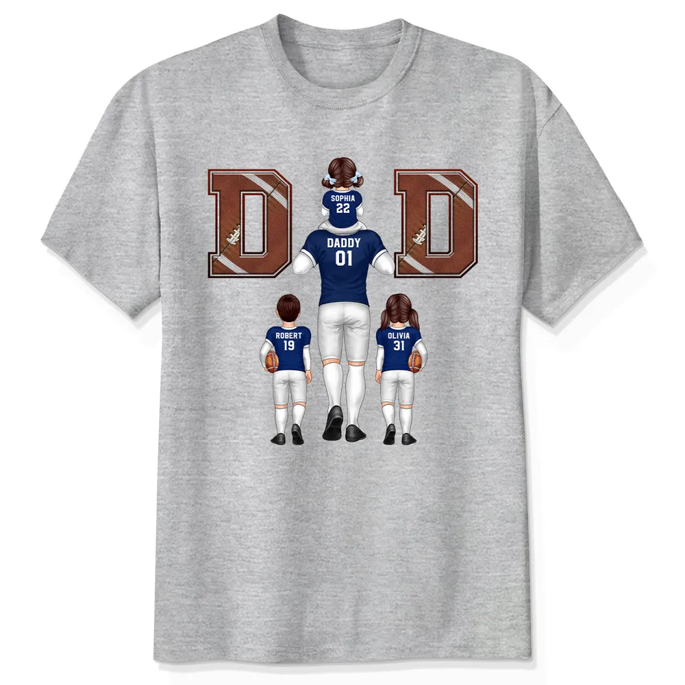 American Football Dad Fan Piggy Back Personalized Shirt, Unique 2025 Father's Day Gift For Dad, For Grandpa, For Husband