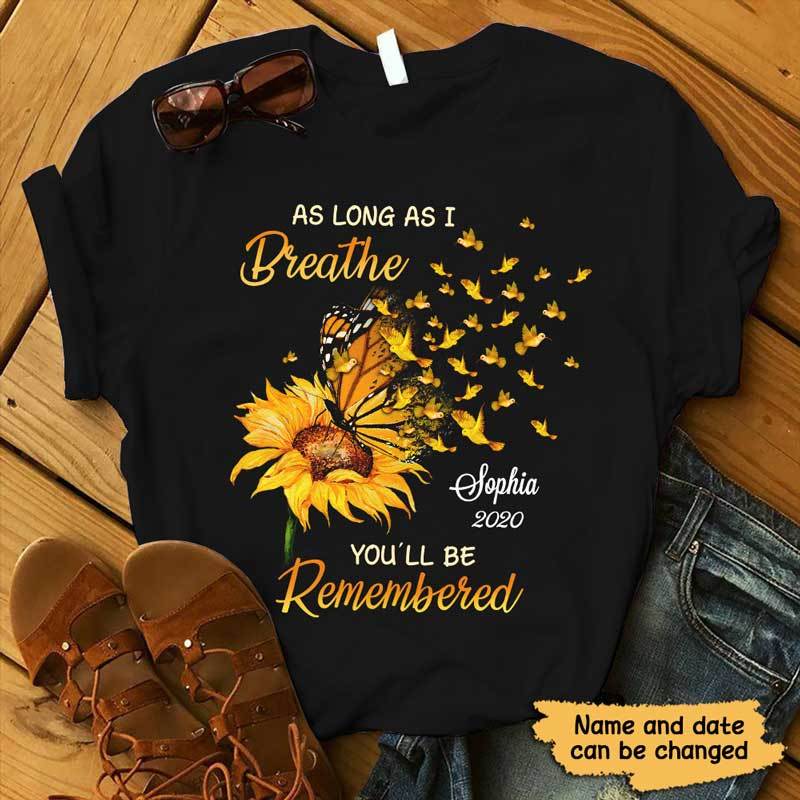 Sunflower Butterfly Angel Memorial Personalized Shirt