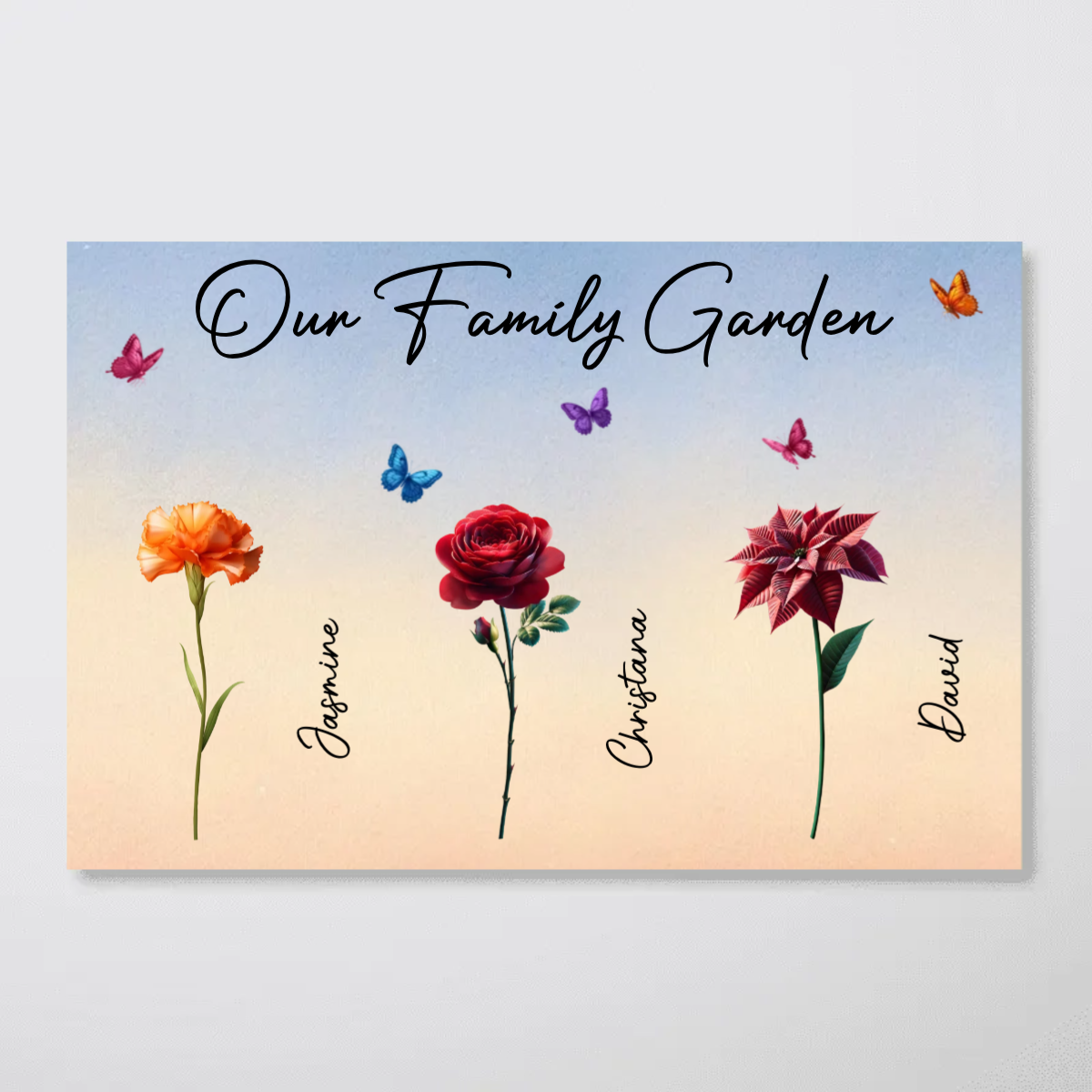 3D Effect Birth Month Flowers Our Family Garden Personalized Poster, Mother's Day Gift For Mom, Grandma