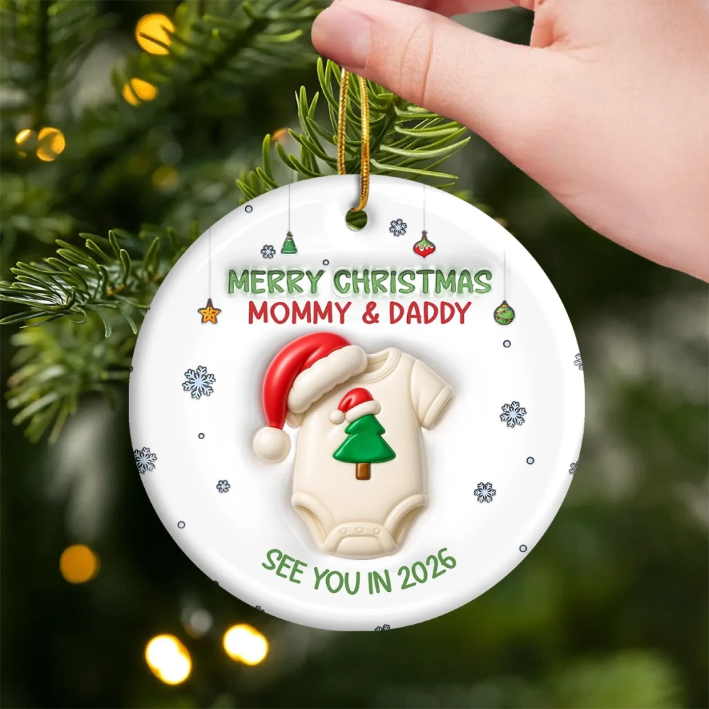 Custom Ornament - Personalized Christmas Baby Shower, Gender Reveal Gifts For New Moms, New Dads, New Parents