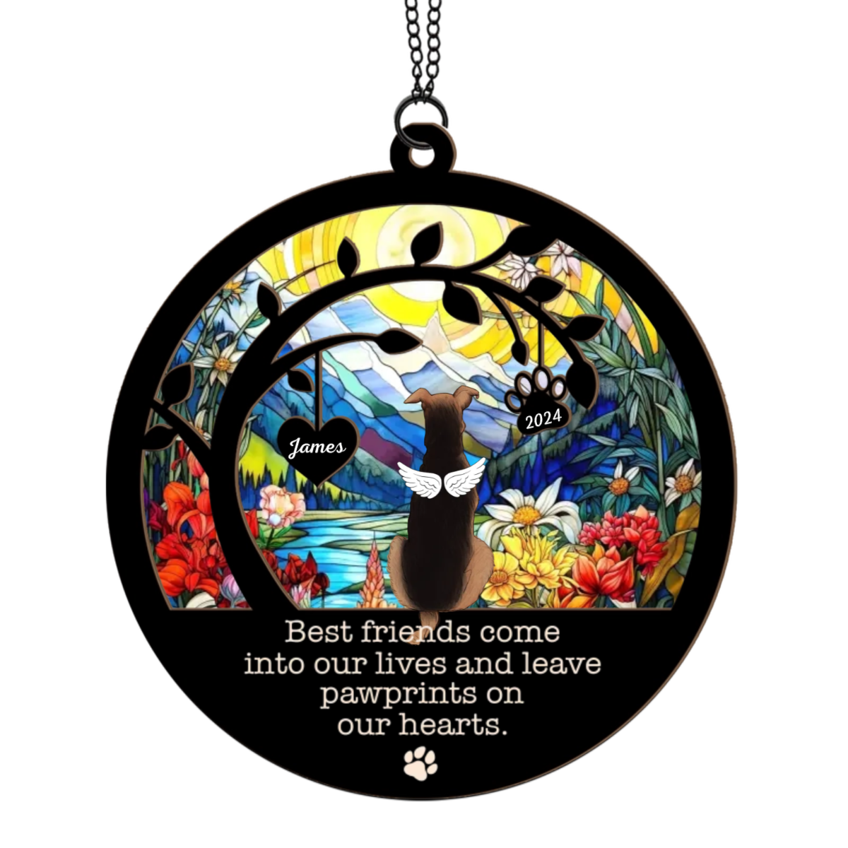 Personalized Goodbyes Are Not Forever Suncatcher Ornament, Custom Memorial Window Hanging Suncatcher For Dog Lovers