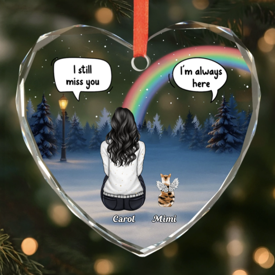 Custom Heart Acrylic Ornament - Personalized Pet Christmas Memorial Sympathy Gifts For Dogs, Cats - Still With Me