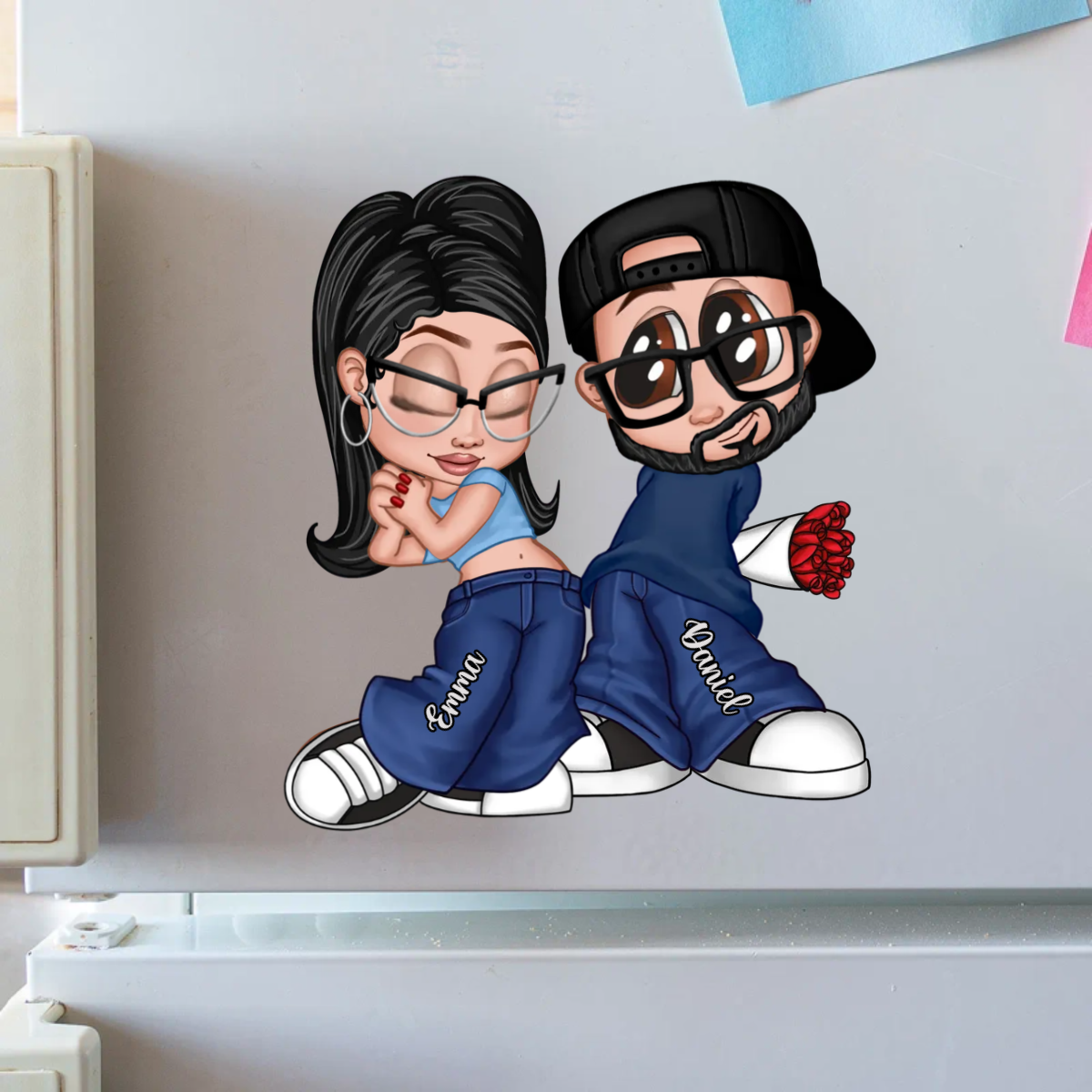 Y2K Style Couple Personalized Acrylic Fridge Magnet, Heartfelt Gift For Couple, For Him, For Her, Boyfriend, Girlfriend, Husband, Wife