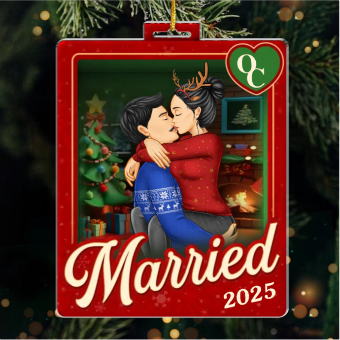 Custom Acrylic Ornament - Personalized Anniversary Christmas Wedding Gifts For Husband And Wife, Him And Her - Sealed With A Christmas Kiss