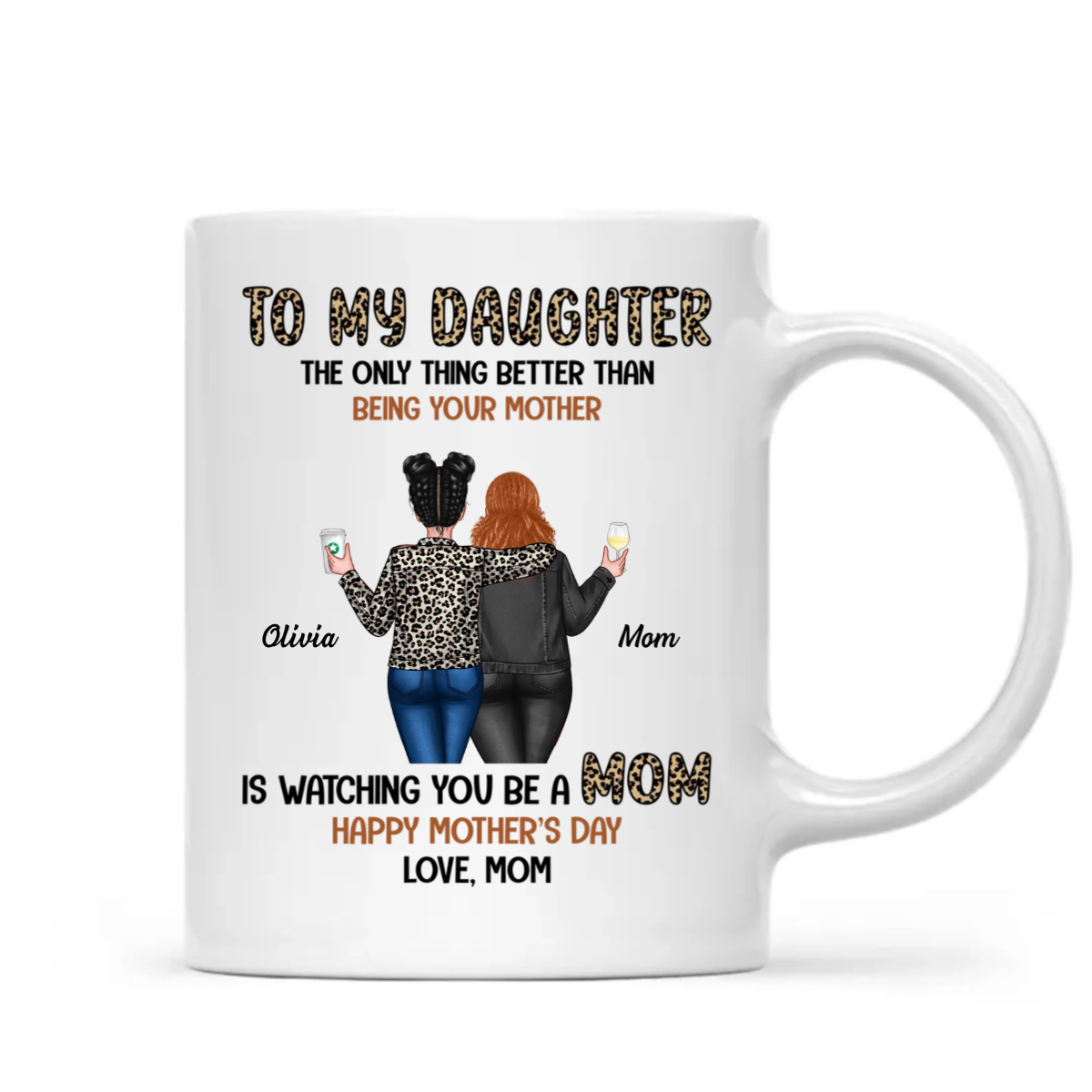 Leopard To My Daughter From Mom Happy Mother's Day Personalized Mug, Mother's Day Gift For Daughter