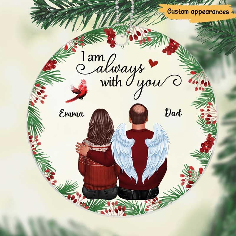 Holly Branch Memorial Personalized Christmas Acrylic Ornament