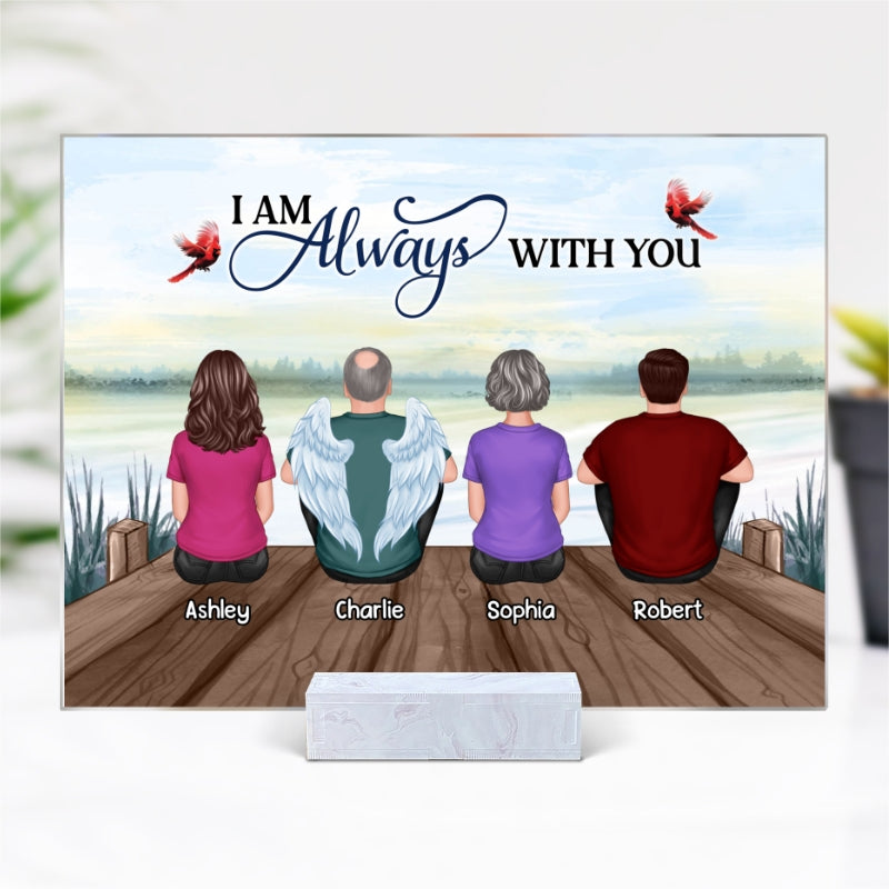 Whole Back View Family Sitting Remembrance Gift Memorial Lake Personalized Acrylic Plaque