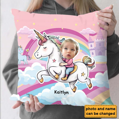 Personalized Unicorn Wonderland Custom Kid Photo Pillow