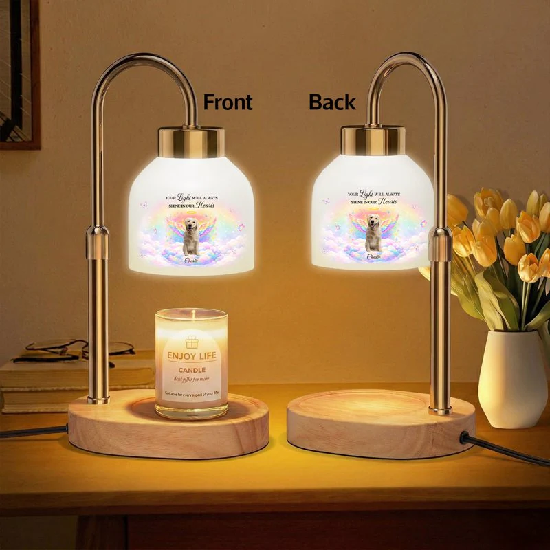 Your Light Will Always Shine in My Heart Pet Memorial - Personalized Candle Warmer Lamp - Heartfelt Remembrance Keepsake