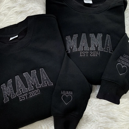 Mimi Glitter Black Embroidered And GrandKids Sweatshirt