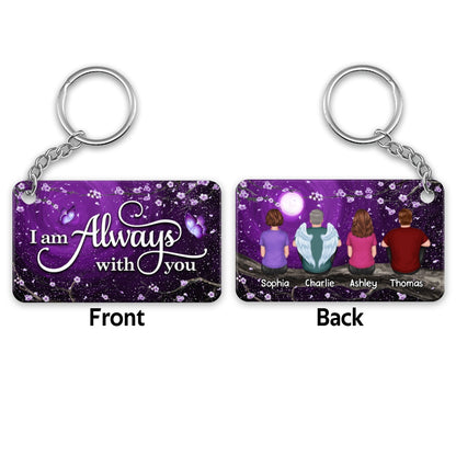 Butterfly Purple Moon Flowers Family Memorial Gift Remembrance Keepsake Personalized Acrylic Keychain