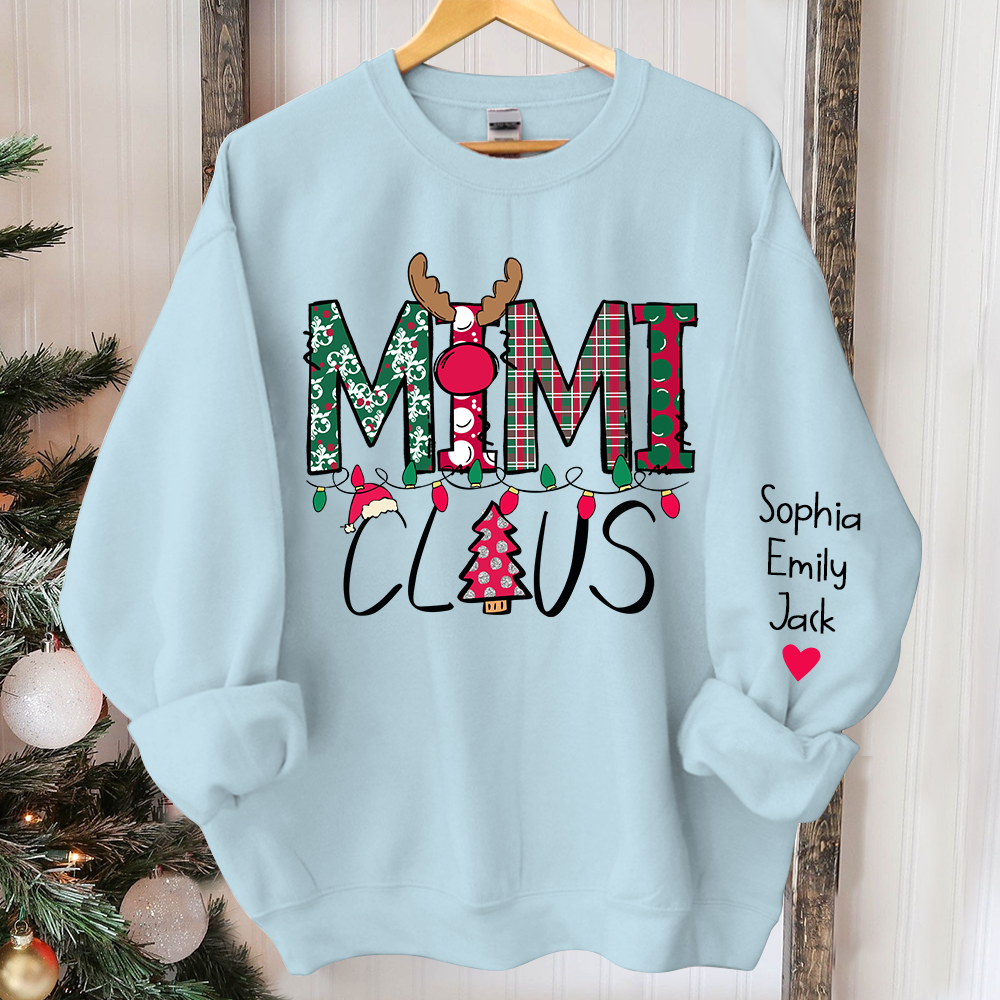 Personalized Mimi Claus Christmas With Grandkids Sweatshirt