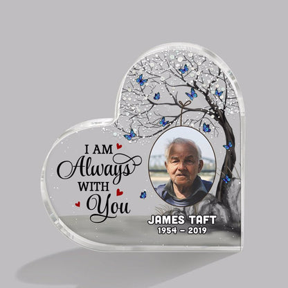 Always With You Blossom Tree Photo Memorial Personalized Heart Plaque - Remembrance Gift - Sympathy Keepsake