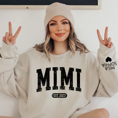 Custom Mimi Est with Granddaughter and Grandson Names Sweatshirt