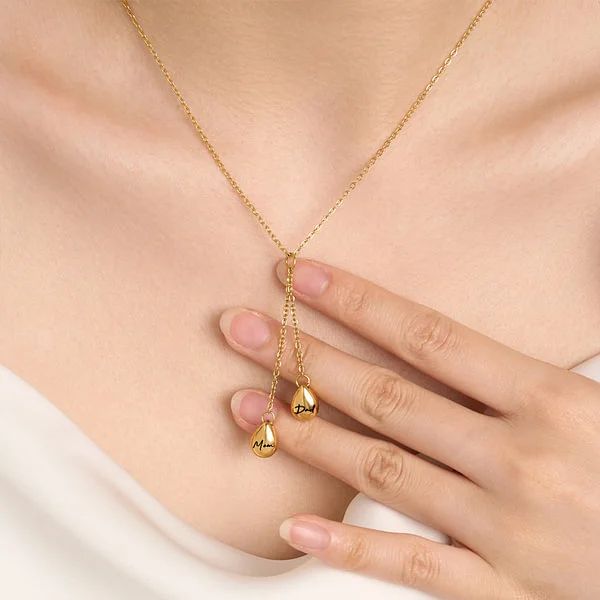 Personalised Double Urn Teardrop Pendant Necklace for Ashes Cremation Jewellery Keepsake Memorial Gift for Women