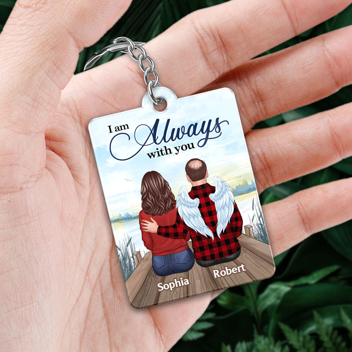 Always With You Lake View Family Memorial Personalized Acrylic Keychain