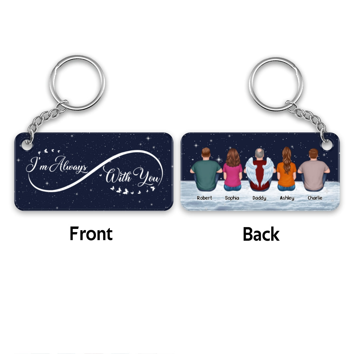 Infinity Night Sky Always With You Whole Family Memorial Remembrance Gift Personalized Acrylic Keychain