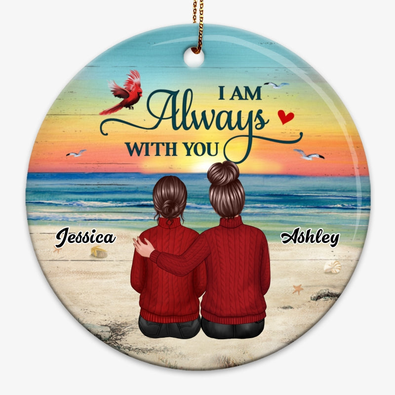 Back View Family Memorial Beach Landscape Personalized Circle Ornament