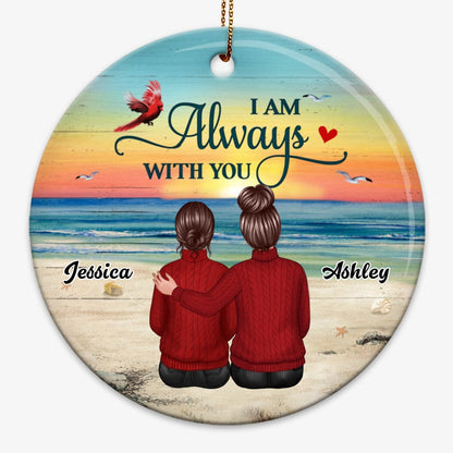 Back View Family Memorial Beach Landscape Personalized Circle Ornament
