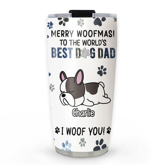 Merry Woofmas Dog Dad - Personalized Custom Tumbler