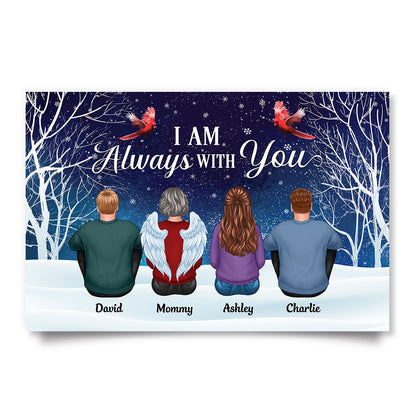 Always With You Family Sitting In Snow Memorial Remembrance Gift Personalized Horizontal Poster