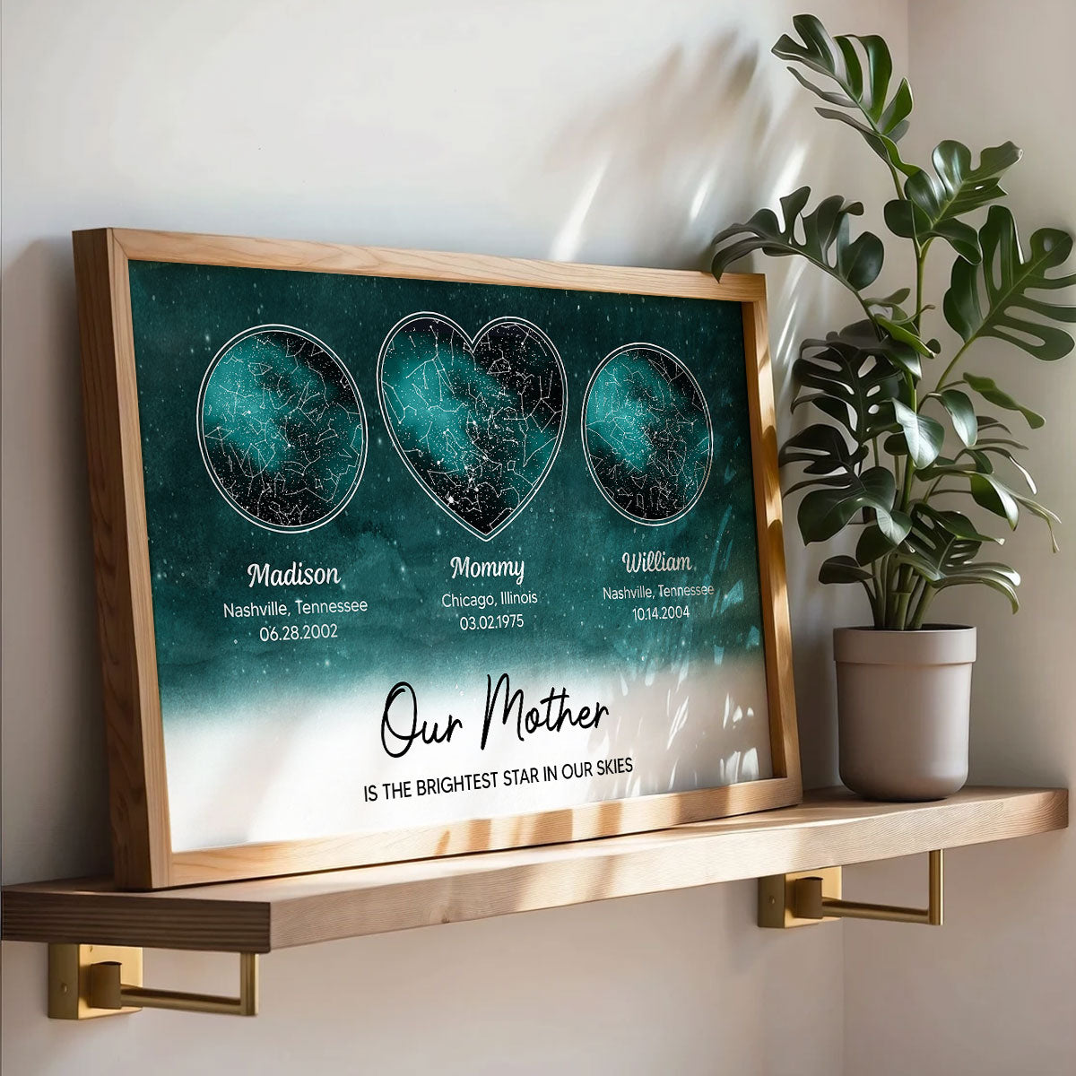 Mom The Brightest Star Custom Star Map by Location & Date, Real Astronomical Data, Personalized Poster Gift for Mom from Daughter, Mother's Day Gift for Mom from Son