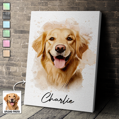 Personalized Watercolor Pet From Photo - Personalized Customized Canvas - New Pet Gift, Pet Memorial Gift