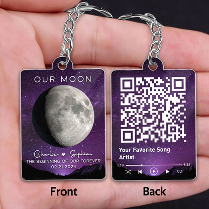 Our Moon Couple Gift Moon Phase Art Anniversary Gift For Him Gift For Her Personalized Acrylic Keychain