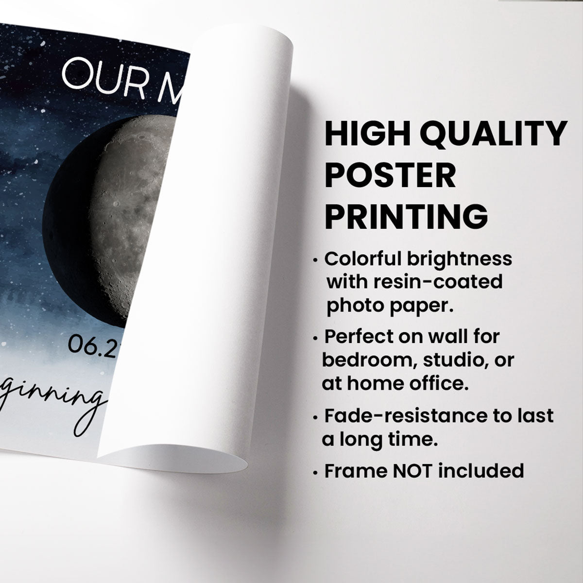 Starry Night Love Story Couple Custom Moon Phase Anniversary Date Personalized Poster, Anniversary Gift, Wedding Gift For Couple