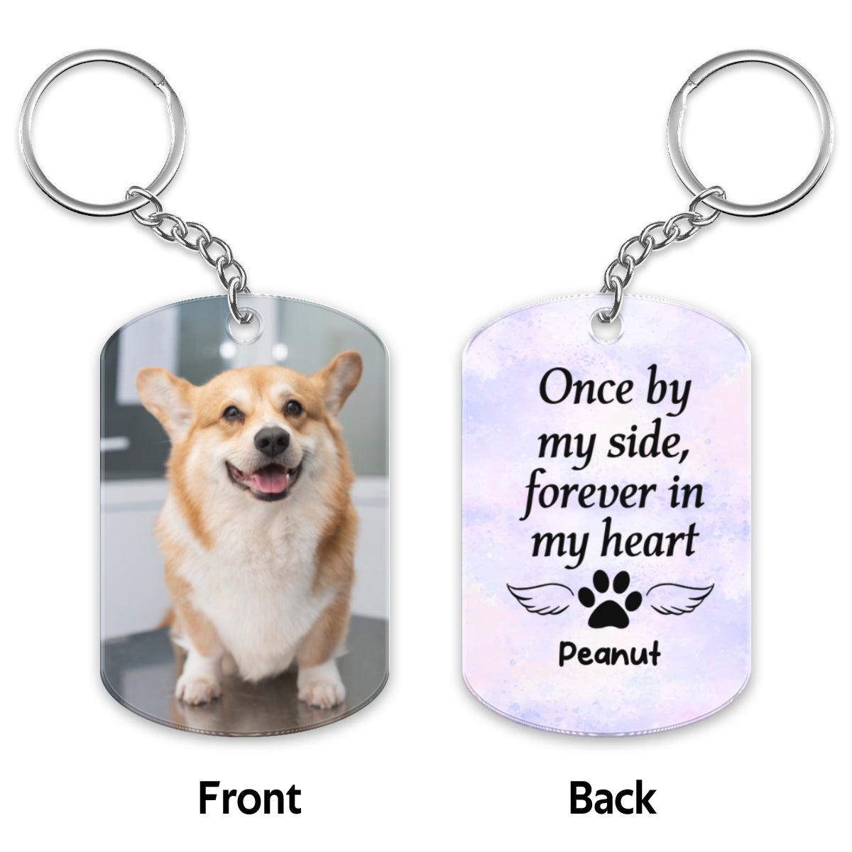 Once By My Side Forever In My Heart Dog Memorial Photo Inserted Personalized Acrylic Keychain