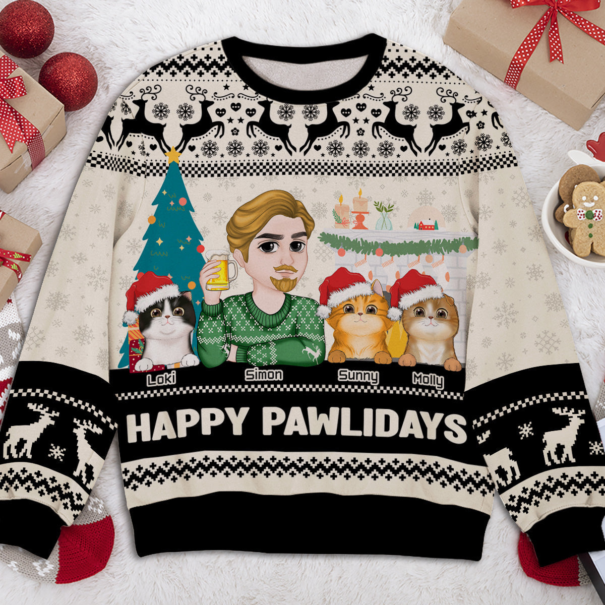 Happy Pawlidays To Cat Mom - Personalized Custom All-Over-Print Sweatshirt