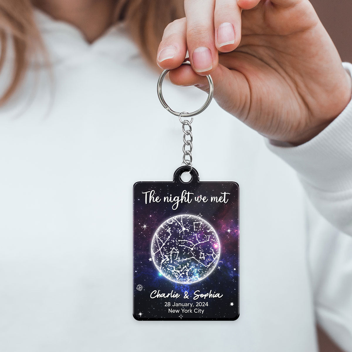 Couple Galaxy Star Map by Location & Date Personalized Acrylic Keychain