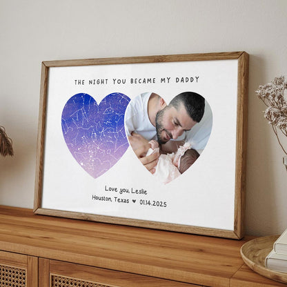 The Night You Became My Father Personalized Poster, Custom Star Map by Location & Date, Unique Heartfelt Gift for Dad, Gift for him