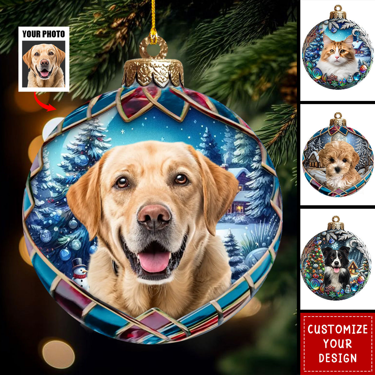 Custom Photo Pets Make Our Lives Whole - Dog & Cat Personalized Ornament