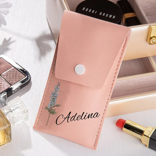 Personalized Watercolor Birth Flower Makeup Brush Bag with 8 Pcs Makeup Brushes Birthday Wedding Christmas Gift for Her