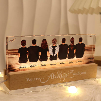 Always With You Family Sitting Retro Vintage Beach Landscape Memorial Personalized Acrylic Block LED Night Light