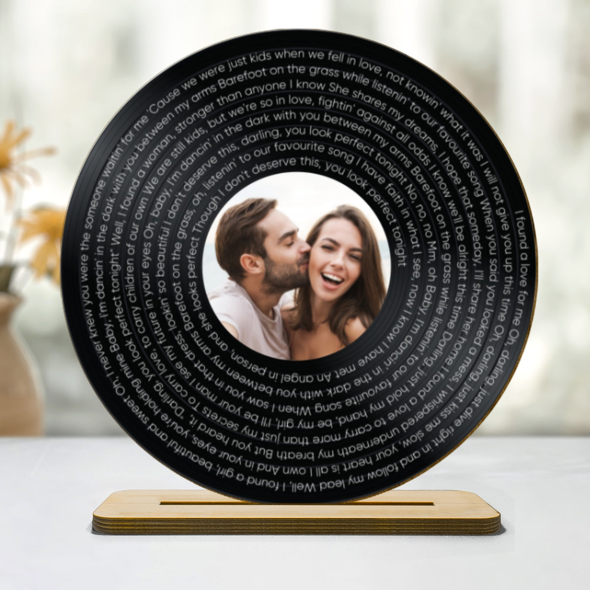 Personalized Vinyl Record with Photo, Valentines Day Gifts for Boyfriend, Girlfriend Gifts, Vinyl Record, Personalized Gifts, Song Standing Wooden Plaque