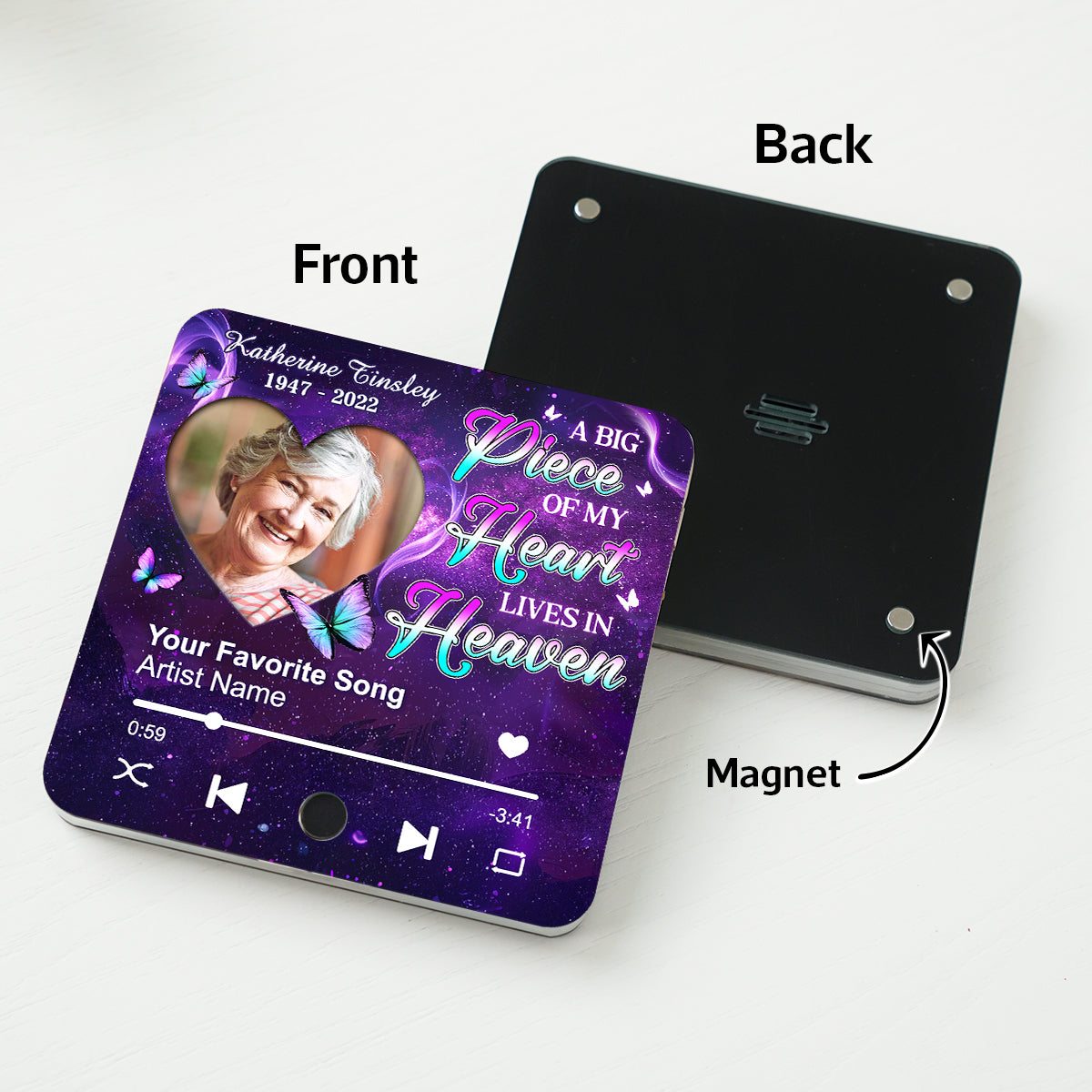 A Song from Heaven – Personalized Music Fridge Magnet With Photo of A Loved One Sympathy Gift, Memorial Gift, Remembrance Gift