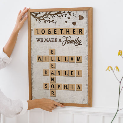 Together We Make A Family Crossword Puzzle Art Personalized Poster