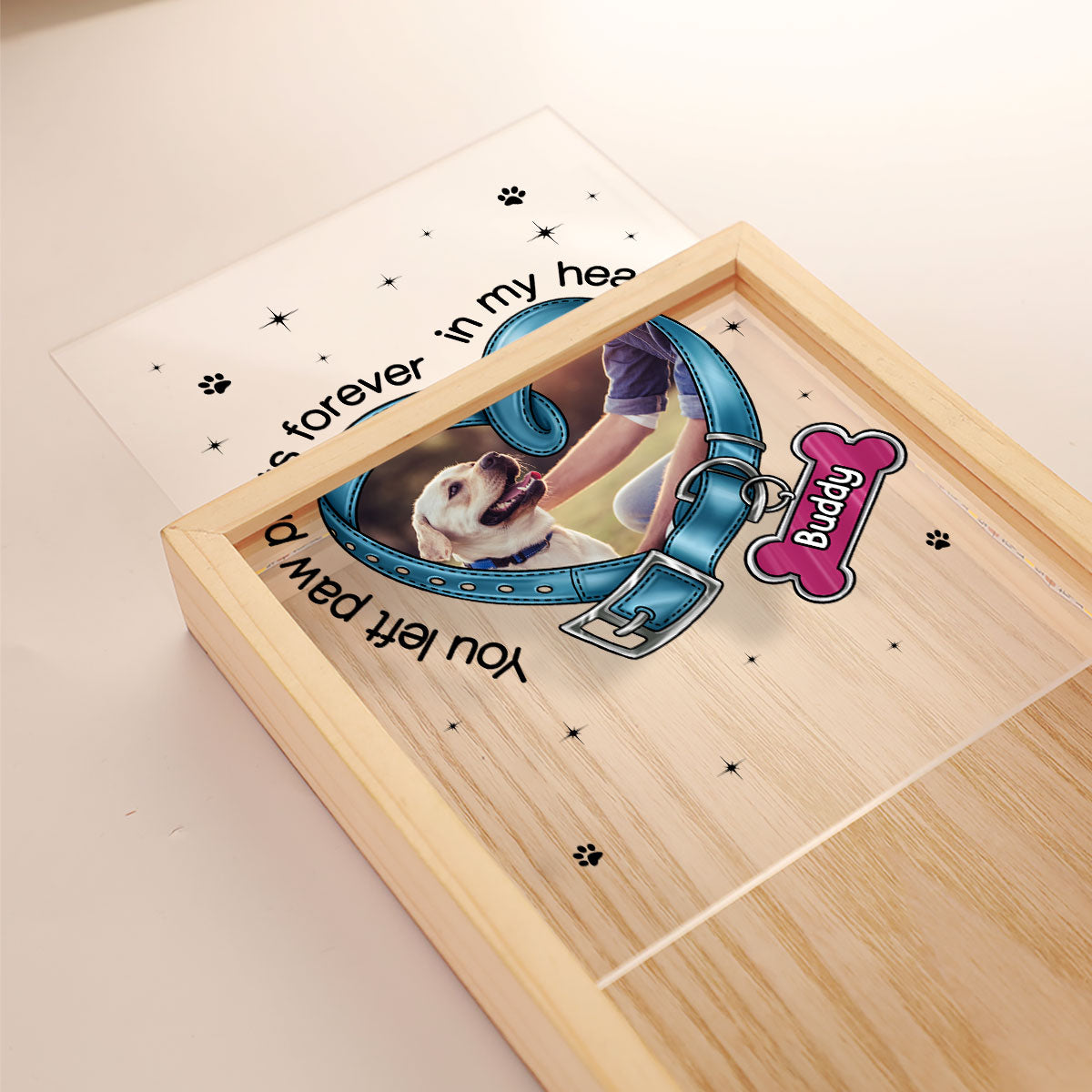 You Left Paw Prints On My Heart Photo Inserted Dog Keepsake Memorial Gift Personalized Frame Light Box