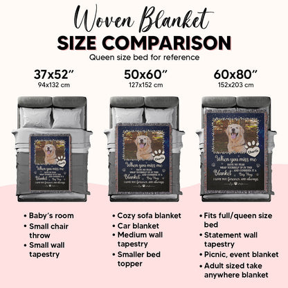 Custom Photo A Big Hug From Me Memorial Personalized Woven Blanket, Sympathy Gift For Pet Owners, Pet Lovers
