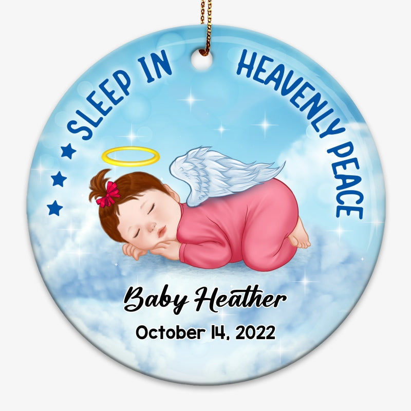 Sleep In Heavenly Infant Loss Stillborn Miscarriage Keepsake Memorial Personalized Circle Ornament