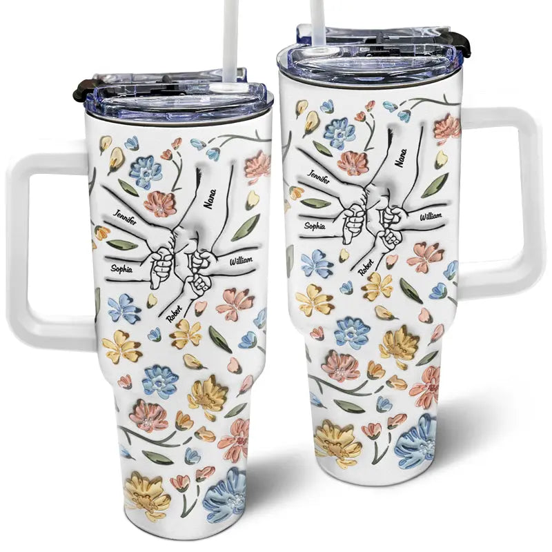 Custom 3D Inflated Effect Printed Tumbler - Personalized Mother's Day Birthday Gifts For Mom, Grandma - Thank You For Your Love