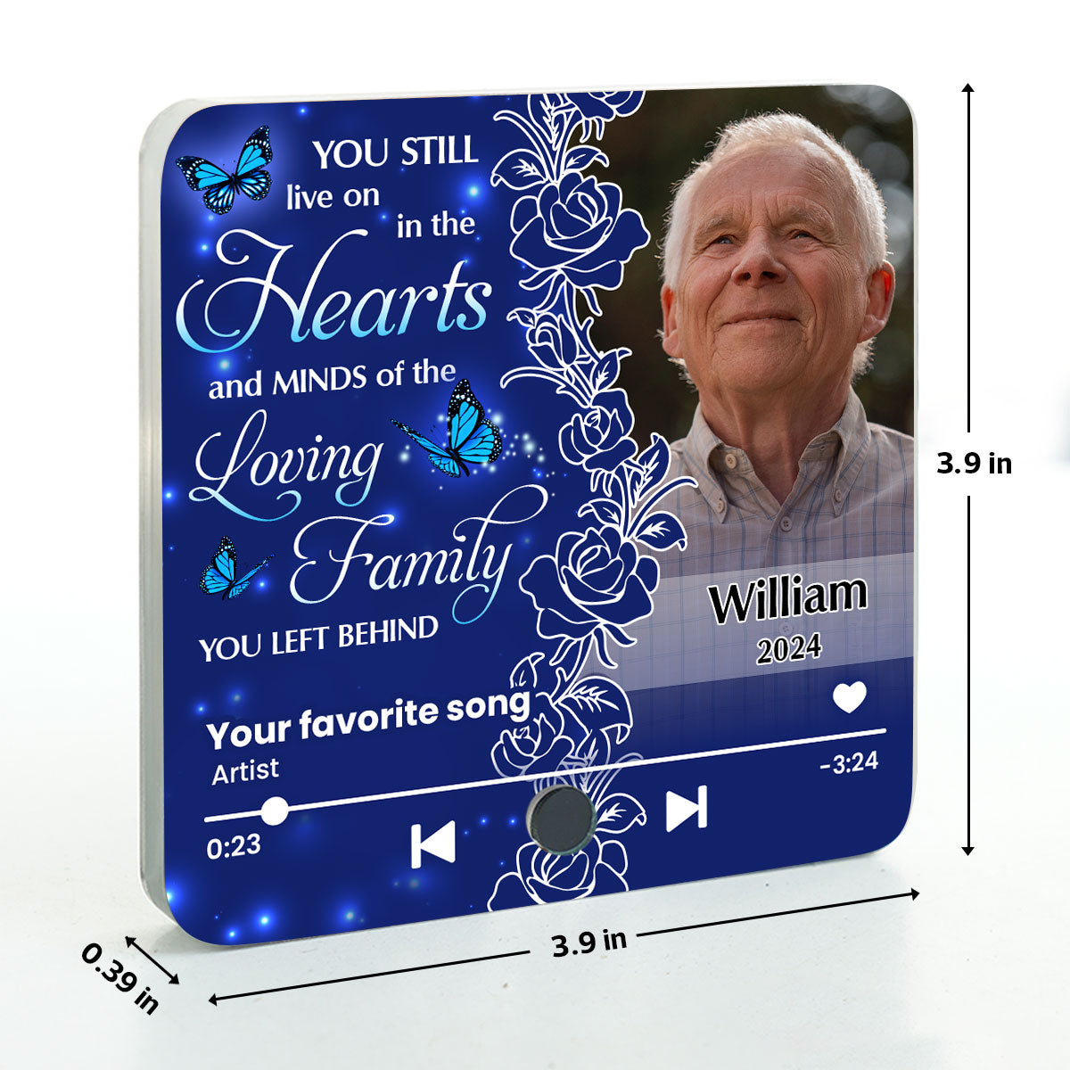 Live On In The Hearts And Minds Memorial Personalized Music Fridge Magnet, Sympathy Keepsake, Remembrance Gift