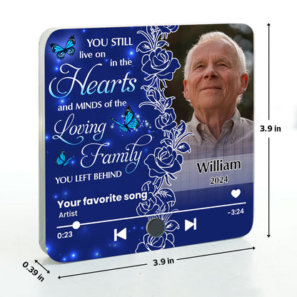 Live On In The Hearts And Minds Memorial Personalized Music Fridge Magnet, Sympathy Keepsake, Remembrance Gift